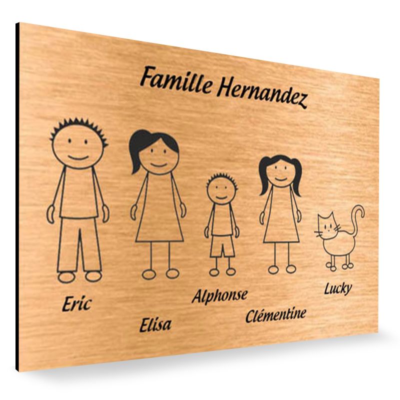 Plaque de maison Family personnalisée avec 5 membres pour boite aux lettres - Format 12x8 cm - Couleur cuivre Plaque de maison Family personnalisée avec 5 membres pour boite aux lettres - Format 12x8 cm - Couleur cuivre