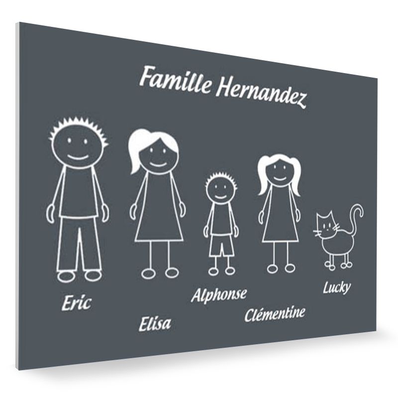 Plaque de maison Family personnalisée avec 5 membres pour boite aux lettres - Format 12x8 cm - Couleur grise Plaque de maison Family personnalisée avec 5 membres pour boite aux lettres - Format 12x8 cm - Couleur grise