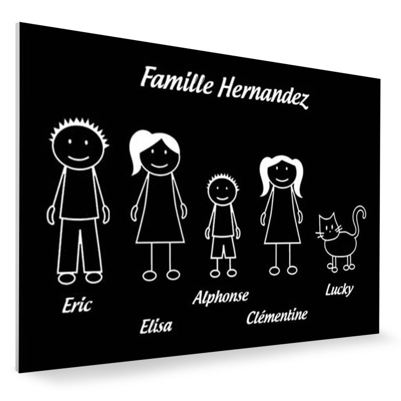 Plaque de maison Family personnalisée avec 5 membres pour boite aux lettres - Format 12x8 cm - Couleur noire Plaque de maison Family personnalisée avec 5 membres pour boite aux lettres - Format 12x8 cm - Couleur noire
