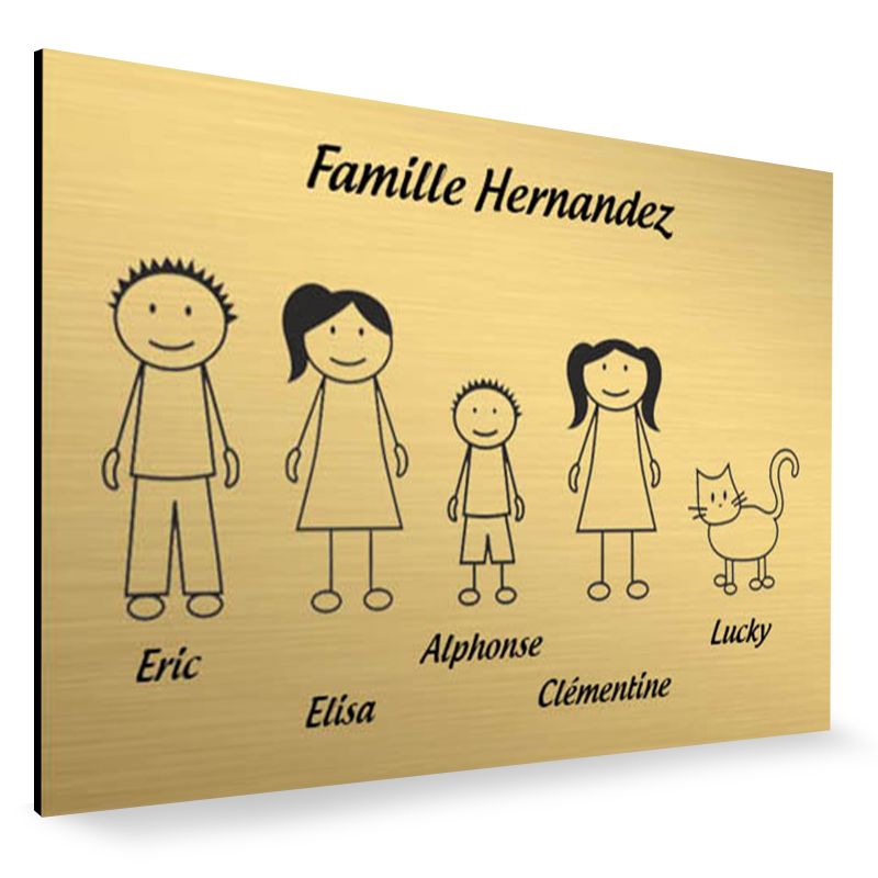 Plaque de maison Family personnalisée avec 5 membres pour boite aux lettres - Format 12x8 cm - Couleur or Plaque de maison Family personnalisée avec 5 membres pour boite aux lettres - Format 12x8 cm - Couleur or
