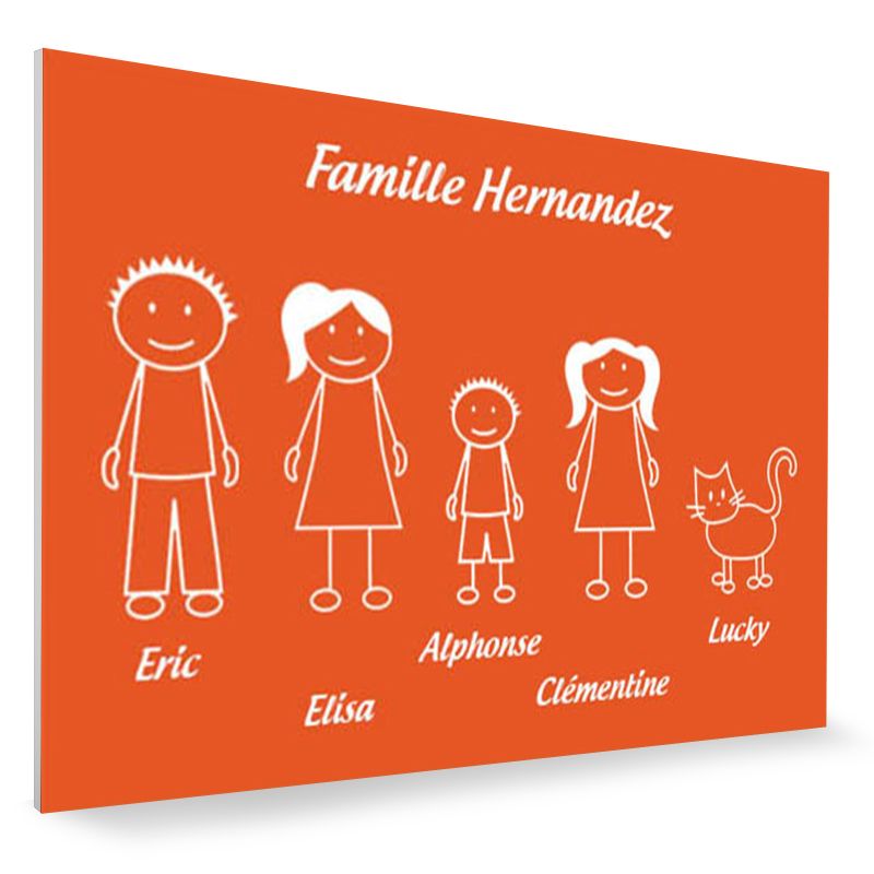 Plaque de maison Family personnalisée avec 5 membres pour boite aux lettres - Format 12x8 cm - Couleur orange Plaque de maison Family personnalisée avec 5 membres pour boite aux lettres - Format 12x8 cm - Couleur orange