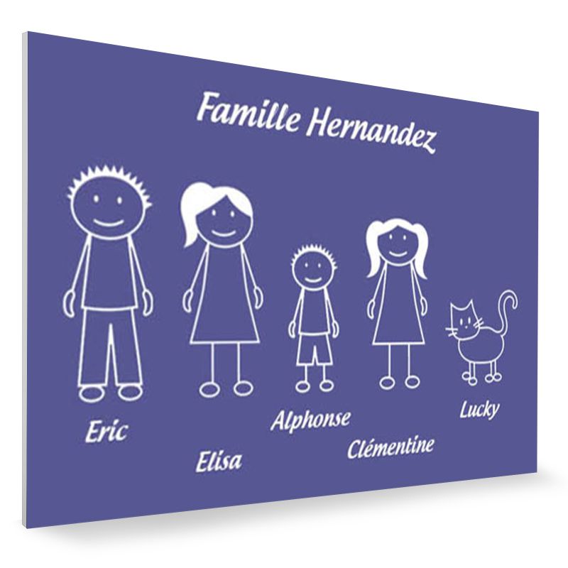 Plaque de maison Family personnalisée avec 5 membres pour boite aux lettres - Format 12x8 cm - Couleur violette Plaque de maison Family personnalisée avec 5 membres pour boite aux lettres - Format 12x8 cm - Couleur violette
