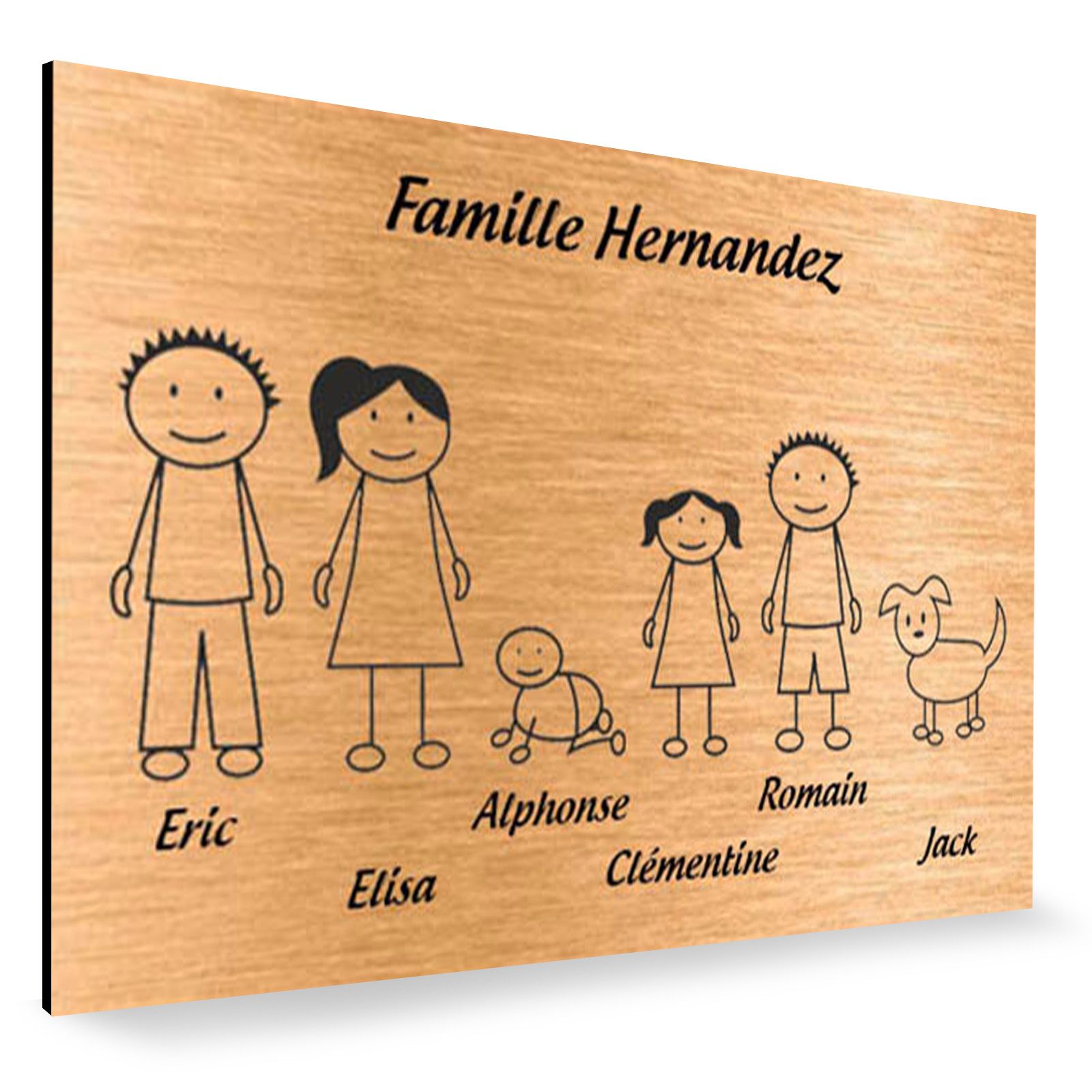 Plaque de maison Family personnalisée avec 6 membres pour boite aux lettres - Format 12x8 cm - Couleur cuivre