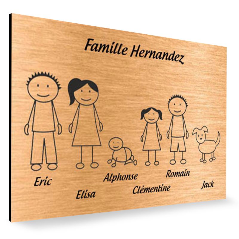 Plaque de maison Family personnalisée avec 6 membres pour boite aux lettres - Format 12x8 cm - Couleur cuivre Plaque de maison Family personnalisée avec 6 membres pour boite aux lettres - Format 12x8 cm - Couleur cuivre