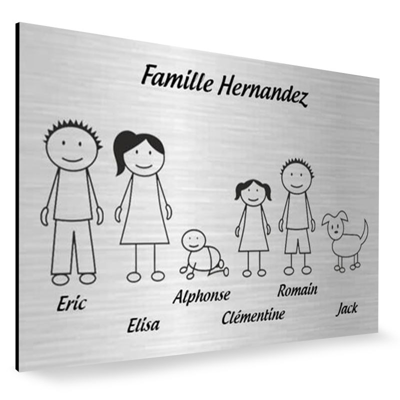 Plaque de maison Family personnalisée avec 6 membres pour boite aux lettres - Format 12x8 cm - Couleur argent Plaque de maison Family personnalisée avec 6 membres pour boite aux lettres - Format 12x8 cm - Couleur argent