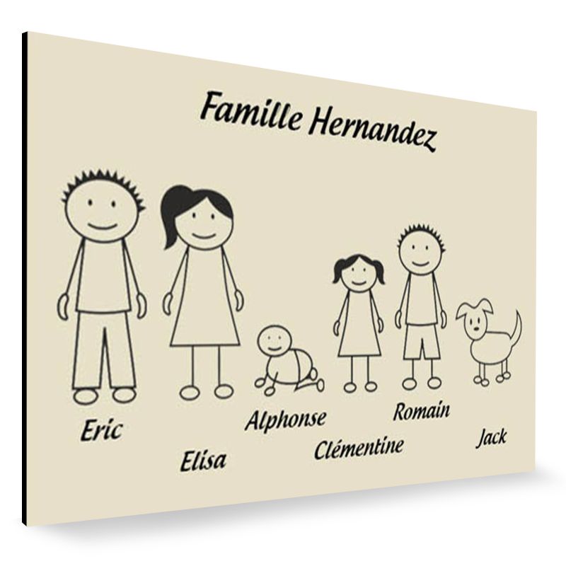 Plaque de maison Family personnalisée avec 6 membres pour boite aux lettres - Format 12x8 cm - Couleur beige Plaque de maison Family personnalisée avec 6 membres pour boite aux lettres - Format 12x8 cm - Couleur beige