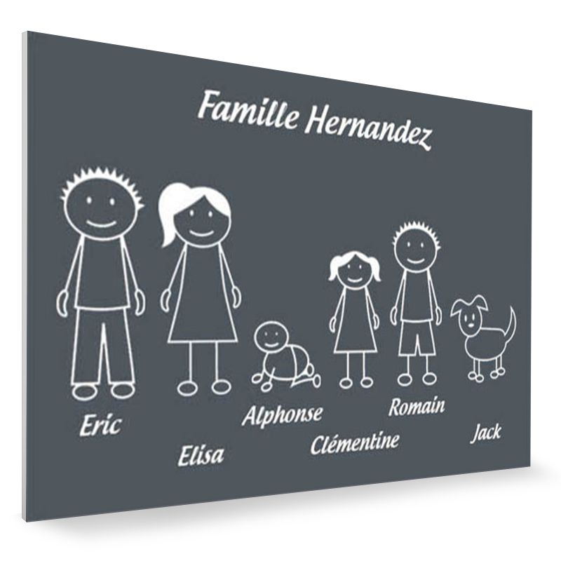 Plaque de maison Family personnalisée avec 6 membres pour boite aux lettres - Format 12x8 cm - Couleur grise Plaque de maison Family personnalisée avec 6 membres pour boite aux lettres - Format 12x8 cm - Couleur grise