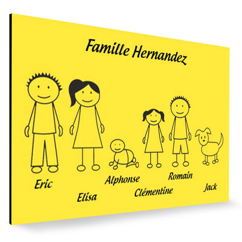 Plaque de maison Family personnalisée avec 6 membres pour boite aux lettres - Format 12x8 cm - Couleur jaune / noire Plaque de maison Family personnalisée avec 6 membres pour boite aux lettres - Format 12x8 cm - Couleur jaune / noire