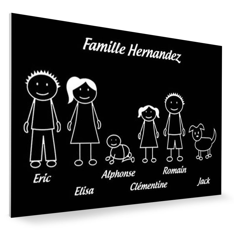 Plaque de maison Family personnalisée avec 6 membres pour boite aux lettres - Format 12x8 cm - Couleur noire Plaque de maison Family personnalisée avec 6 membres pour boite aux lettres - Format 12x8 cm - Couleur noire