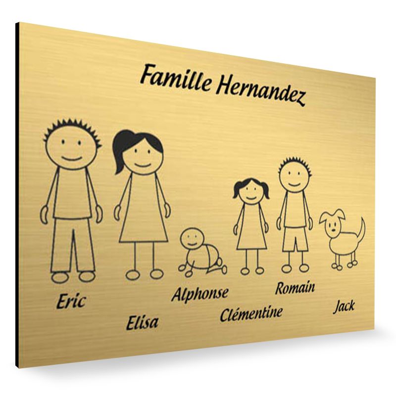 Plaque de maison Family personnalisée avec 6 membres pour boite aux lettres - Format 12x8 cm - Couleur or Plaque de maison Family personnalisée avec 6 membres pour boite aux lettres - Format 12x8 cm - Couleur or