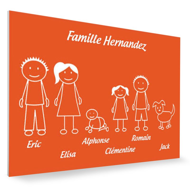 Plaque de maison Family personnalisée avec 6 membres pour boite aux lettres - Format 12x8 cm - Couleur orange Plaque de maison Family personnalisée avec 6 membres pour boite aux lettres - Format 12x8 cm - Couleur orange