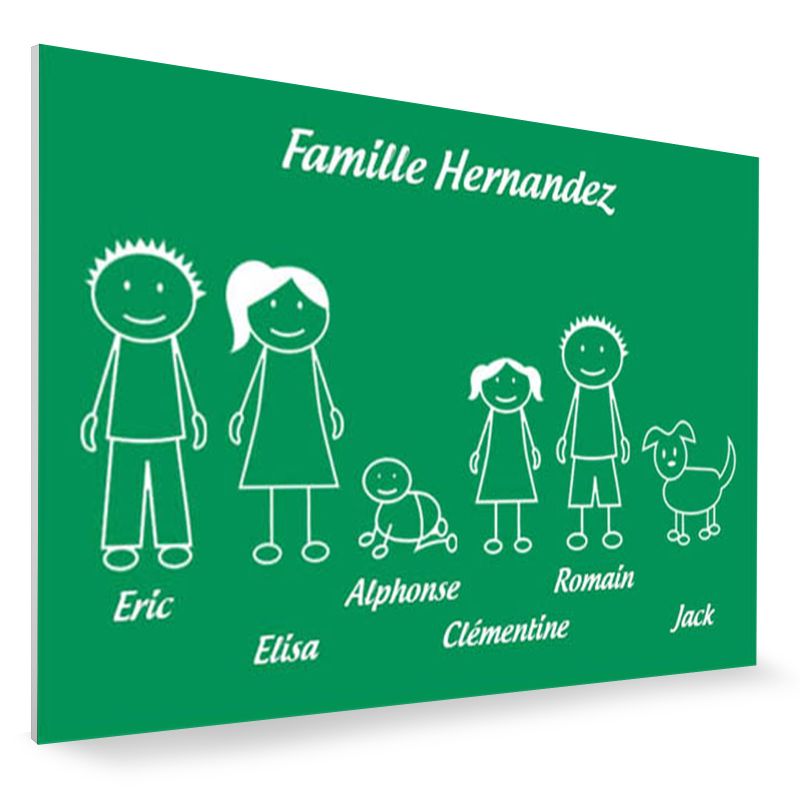 Plaque de maison Family personnalisée avec 6 membres pour boite aux lettres - Format 12x8 cm - Couleur vert clair Plaque de maison Family personnalisée avec 6 membres pour boite aux lettres - Format 12x8 cm - Couleur vert clair