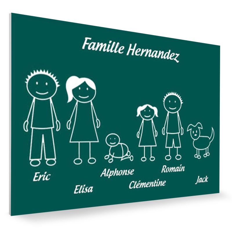 Plaque de maison Family personnalisée avec 6 membres pour boite aux lettres - Format 12x8 cm - Couleur vert foncé Plaque de maison Family personnalisée avec 6 membres pour boite aux lettres - Format 12x8 cm - Couleur vert foncé