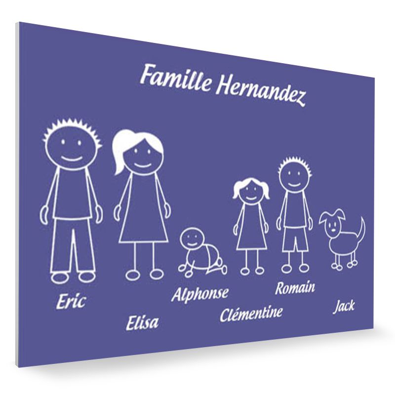 Plaque de maison Family personnalisée avec 6 membres pour boite aux lettres - Format 12x8 cm - Couleur violette Plaque de maison Family personnalisée avec 6 membres pour boite aux lettres - Format 12x8 cm - Couleur violette