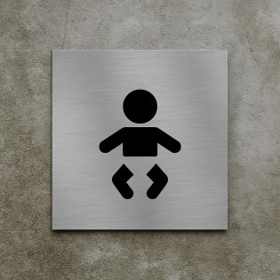 Pictogramme WC format 20 cm x 20 cm en Dibond Aluminium brossé - Modèle table à langer bébé