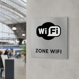 Pictogramme format 20 cm x 20 cm en Dibond Aluminium brossé - Modèle WIFI