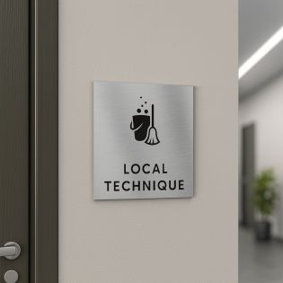 Pictogramme format 20 cm x 20 cm en Dibond Aluminium brossé - ModèleLocal technique