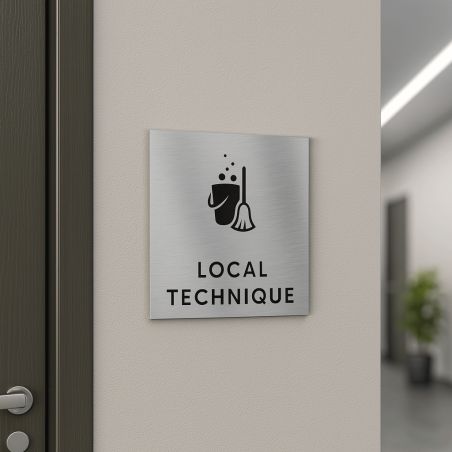 Pictogramme format 20 cm x 20 cm en Dibond Aluminium brossé - ModèleLocal technique