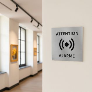 Pictogramme format 20 cm x 20 cm en Dibond Aluminium brossé - Modèle Alarme