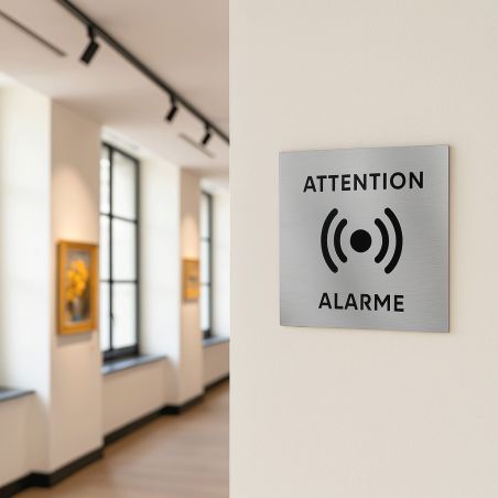 Pictogramme format 20 cm x 20 cm en Dibond Aluminium brossé - Modèle Alarme