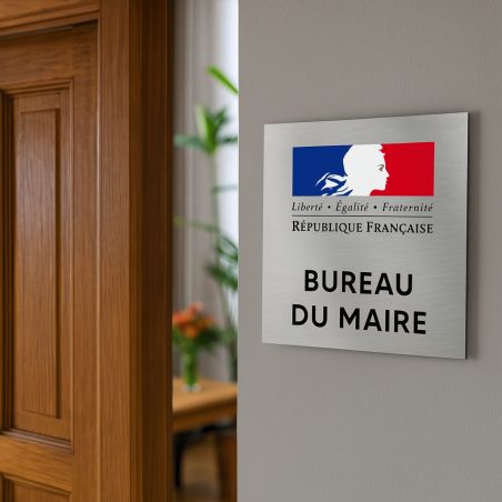 Pictogramme format 20 cm x 20 cm en Dibond Aluminium brossé - Modèle bureau du Maire