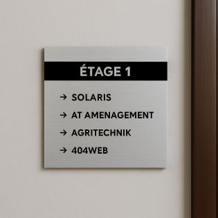 Panneau numéro d'étage - Format 20 cm x 20 cm en Dibond aluminium brossé - Personnalisable
