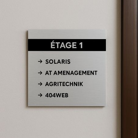 Panneau numéro d'étage - Format 20 cm x 20 cm en Dibond aluminium brossé - Personnalisable