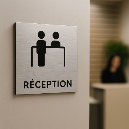 Pictogramme format 20 cm x 20 cm en Dibond Aluminium brossé - Modèle Réception