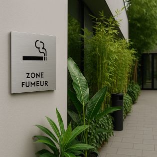 Pictogramme format 20 cm x 20 cm en Dibond Aluminium brossé - Modèle Zone fumeur