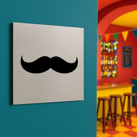 Pictogramme WC toilettes vestiaire Hommes format 20 cm x 20 cm- Modèle Moustache