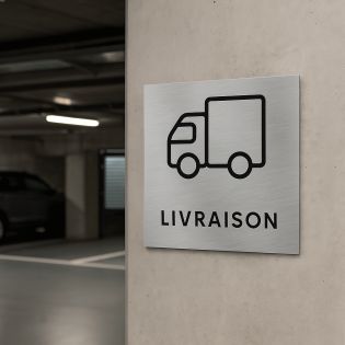 Pictogramme format 20 cm x 20 cm en Dibond Aluminium brossé - Modèle Livraison