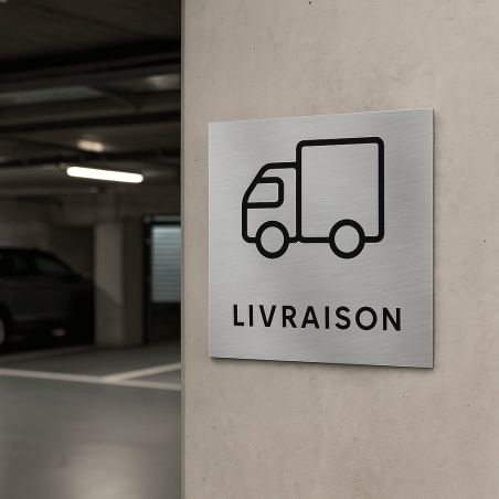 Pictogramme format 20 cm x 20 cm en Dibond Aluminium brossé - Modèle Livraison