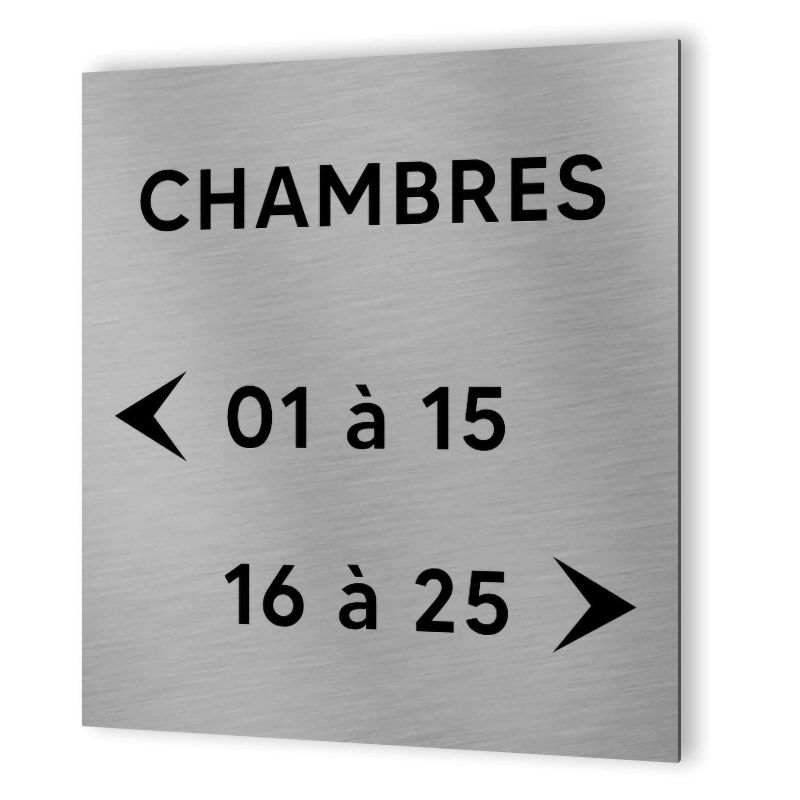 Panneau numéros de chambres pour hôtel, immeuble - Format 20 cm x 20 cm en Dibond Aluminium brossé -Numéros personnalisables Panneau numéros de chambres pour hôtel, immeuble - Format 20 cm x 20 cm en Dibond Aluminium brossé -Numéros personnalisables