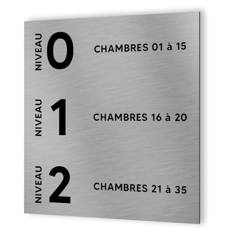 Panneau numéros de chambres et d'étage pour hôtel - Format 20 cm x 20 cm en Dibond Aluminium brossé -Numéros personnalisables Panneau numéros de chambres et d'étage pour hôtel - Format 20 cm x 20 cm en Dibond Aluminium brossé -Numéros personnalisables