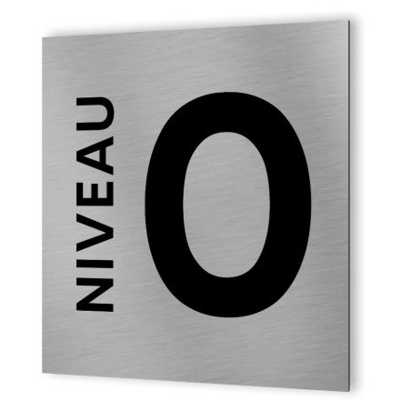 Panneau numéro d'étage - Format 20 cm x 20 cm en Dibond Aluminium brossé