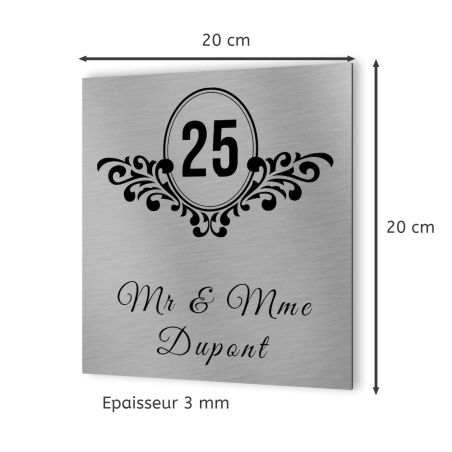 Numéro de maison extérieur personnalisable en Dibond Aluminium - modèle Baroque