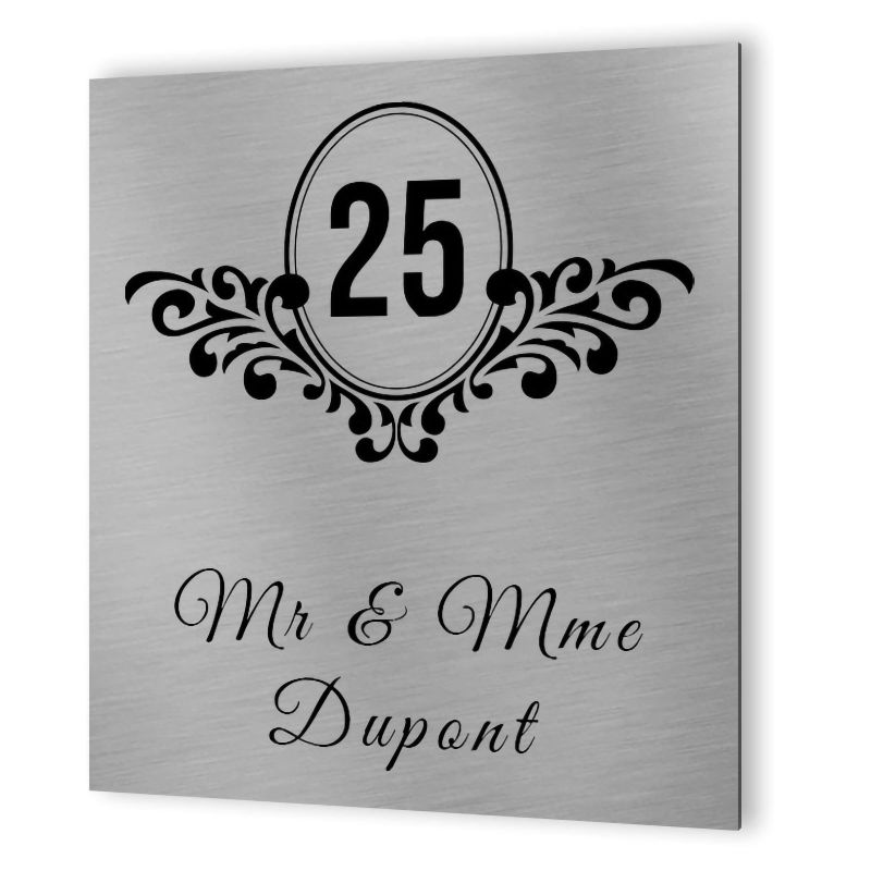 Numéro de maison extérieur personnalisable en Dibond Aluminium - modèle Baroque Numéro de maison extérieur personnalisable en Dibond Aluminium - modèle Baroque