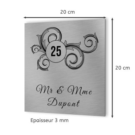Numéro de maison extérieur personnalisable en Dibond Aluminium - modèle Floral