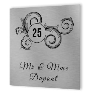 Customizable exterior house number in Aluminum Dibond - Floral model