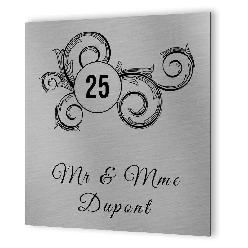 Numéro de maison extérieur personnalisable en Dibond Aluminium - modèle Floral Numéro de maison extérieur personnalisable en Dibond Aluminium - modèle Floral