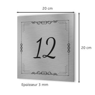 Numéro de maison extérieur personnalisable en Dibond Aluminium - modèle Floral Design