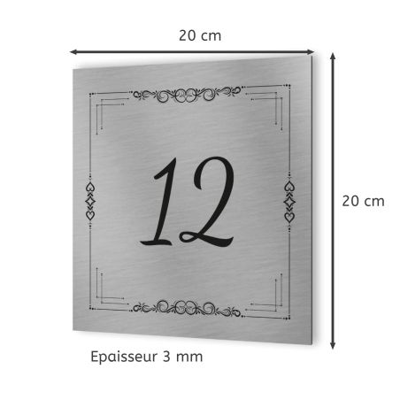 Numéro de maison extérieur personnalisable en Dibond Aluminium - modèle Floral Design