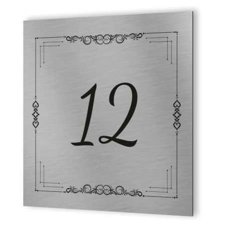 Numéro de maison extérieur personnalisable en Dibond Aluminium - modèle Floral Design