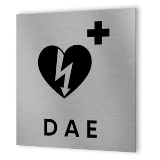 Pictogramme format 20 cm x 20 cm en Dibond Aluminium brossé - Modèle DAE Défibrilateur