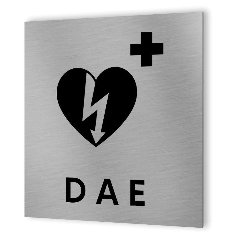Pictogramme format 20 cm x 20 cm en Dibond Aluminium brossé - Modèle DAE Défibrilateur Pictogramme format 20 cm x 20 cm en Dibond Aluminium brossé - Modèle DAE Défibrilateur