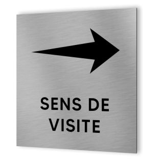 Pictogramme flèche directionnelle format 20 cm x 20 cm en Dibond Aluminium brossé - Sens de visite flèche modèle Sharp