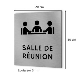Pictogramme format 20 cm x 20 cm en Dibond Aluminium brossé - Modèle Salle de réunion