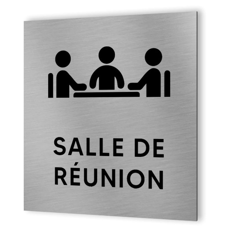 Pictogramme format 20 cm x 20 cm en Dibond Aluminium brossé - Modèle Salle de réunion Pictogramme format 20 cm x 20 cm en Dibond Aluminium brossé - Modèle Salle de réunion