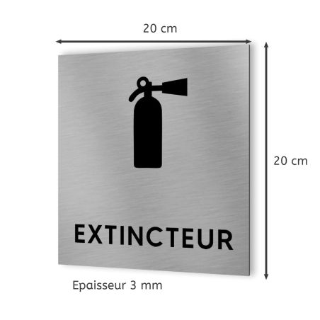 Pictogramme format 20 cm x 20 cm en Dibond Aluminium brossé - Modèle Extincteur