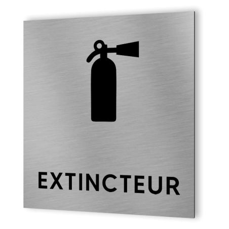 Pictogramme format 20 cm x 20 cm en Dibond Aluminium brossé - Modèle Extincteur